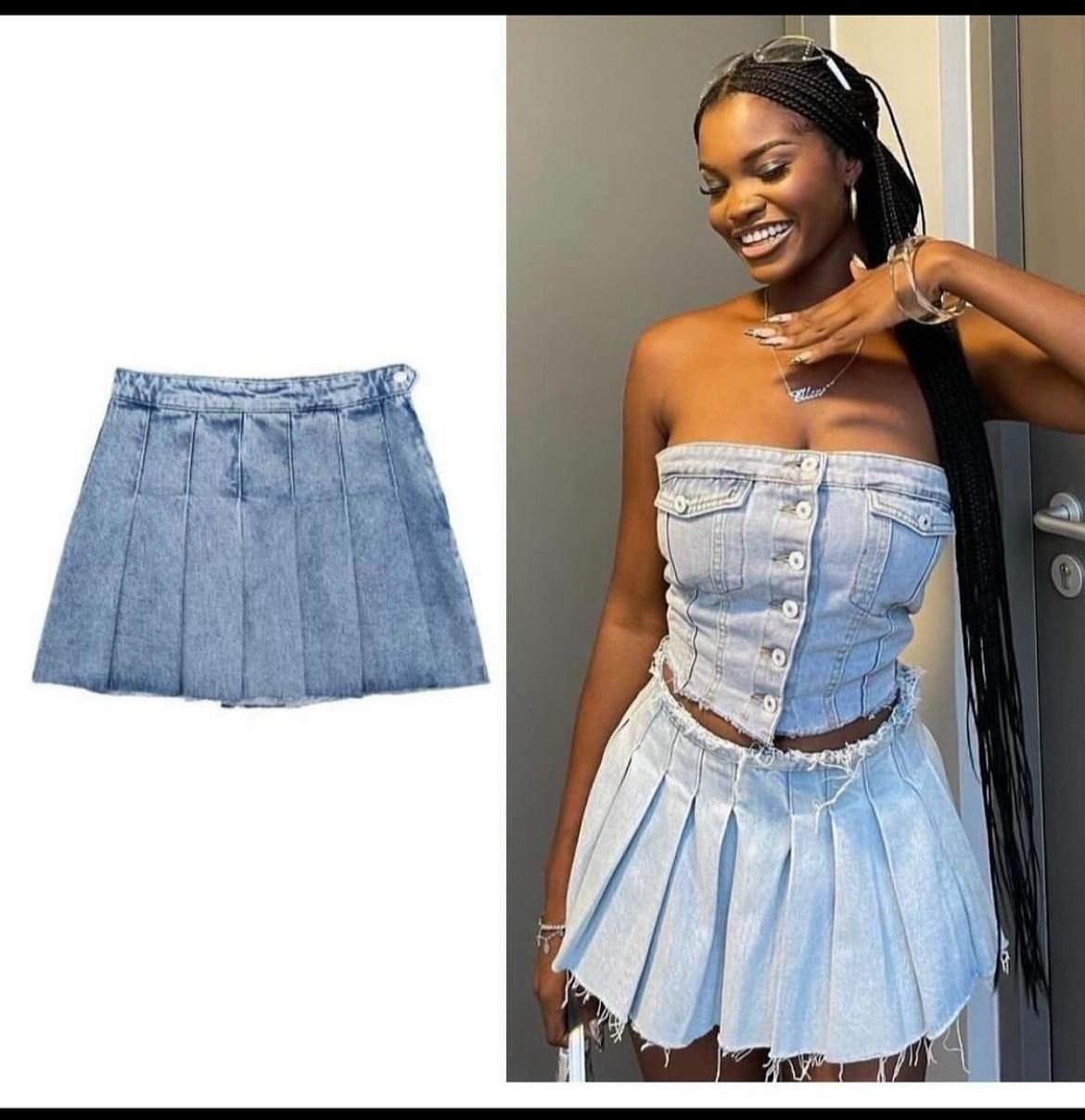 denim mini skirt