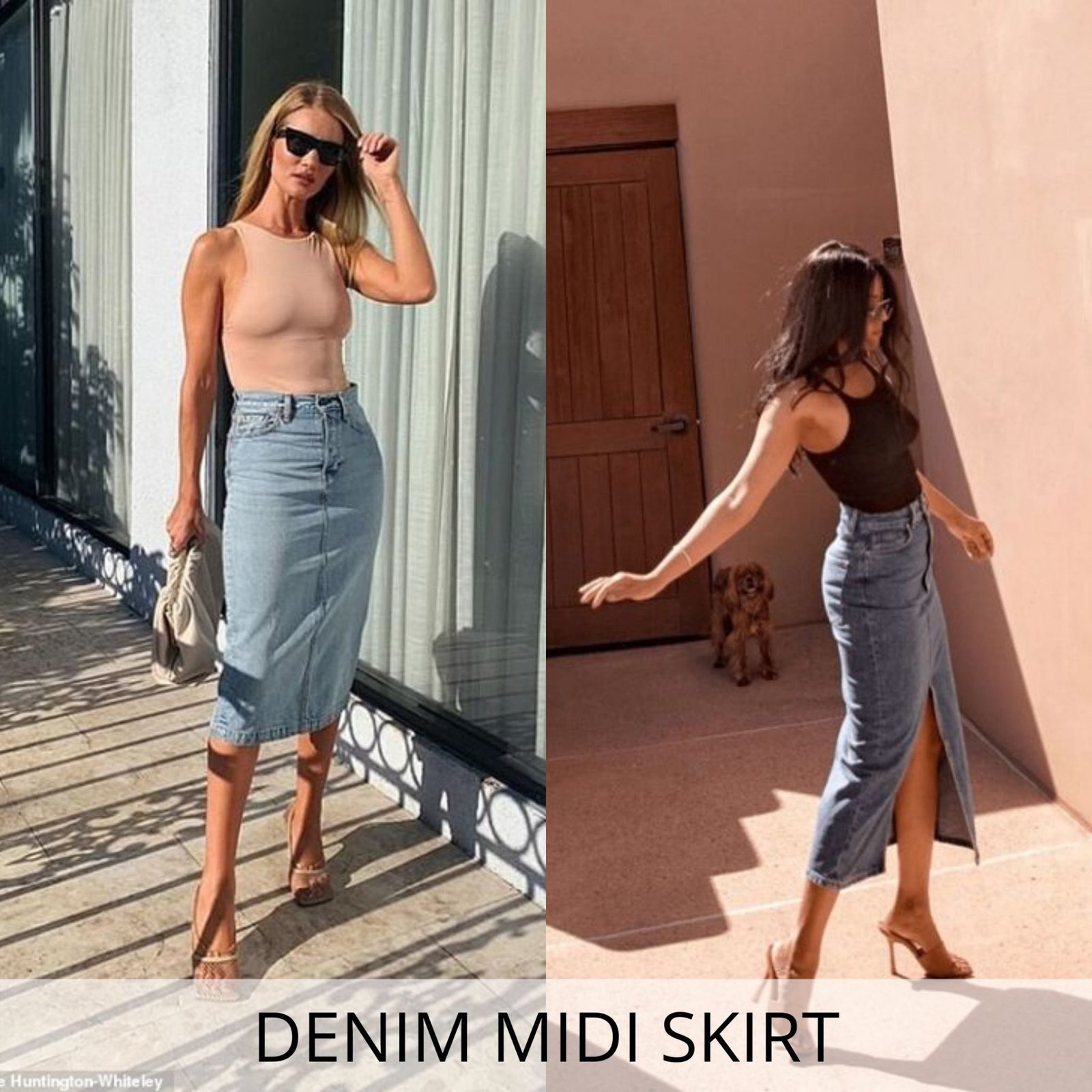 denim midi skirt