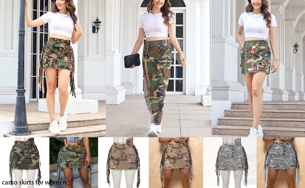 High waist camo skirt